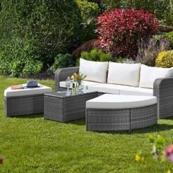 Firenze Five-Section Rattan Daybed - Dark Grey -Bloomyard Flower Shop G2580 FIRENZE RATTAN DAY BED LS 3