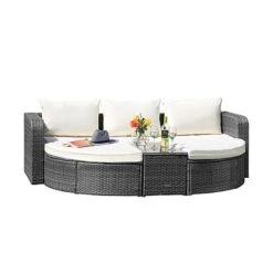 Firenze Five-Section Rattan Daybed - Dark Grey -Bloomyard Flower Shop G2580 FIRENZE RATTAN DAY BED LS CO 1